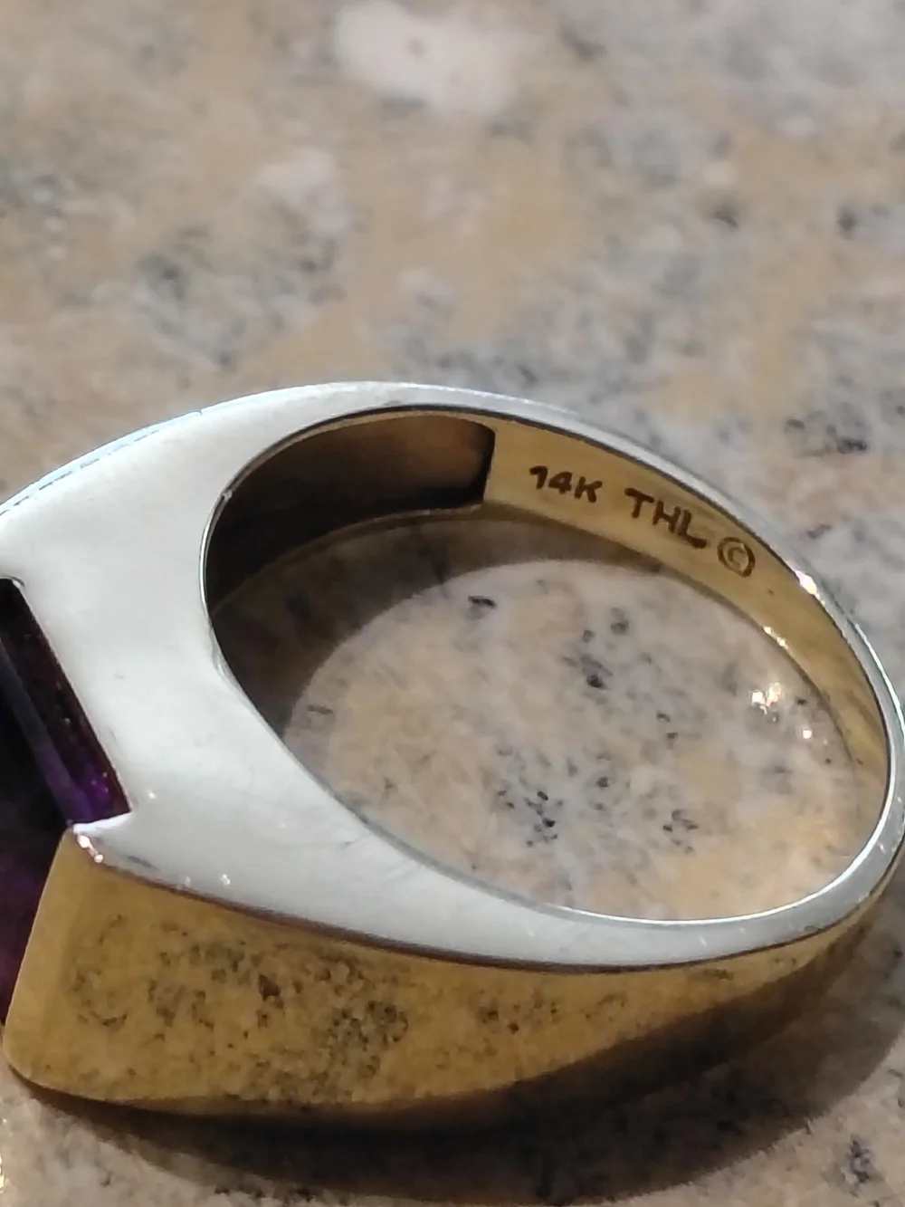 Vintage Aaron Samuel Gold Amethyst Ring - Picture 5 of 8